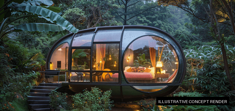 Illustrative concept render of the MIR Apple curved capsule home