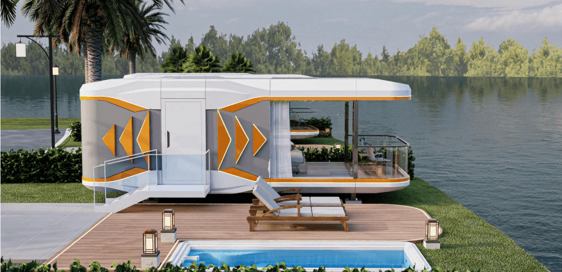 Luxury capsule home interior configured as a short-term rental