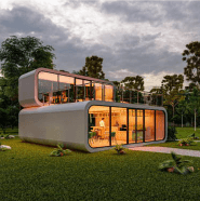 Scenic Romanian land with MIR capsule units deployed as a destination